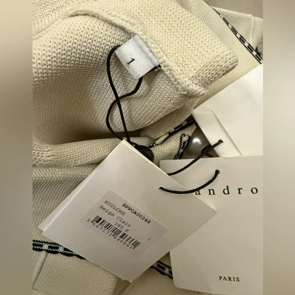 Sandro Natural Lore Braided-trim Knitted Cardigan - Picture 10 of 13